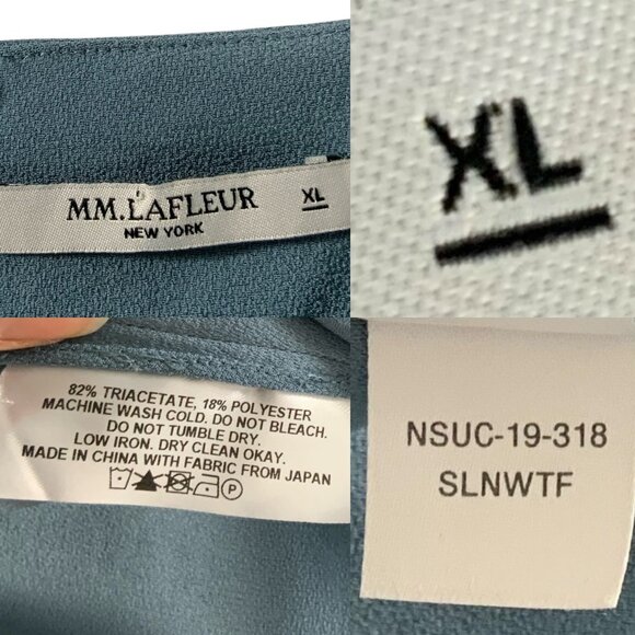 MM LaFleur Selena Top XL Waterfall Blue Sleeveless Tunic Tie Sash Quiet Luxury - Picture 6 of 13